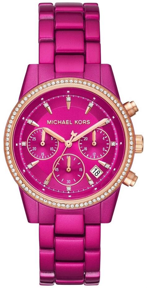 michael kors pink watch with diamonds|Michael Kors chronograph.